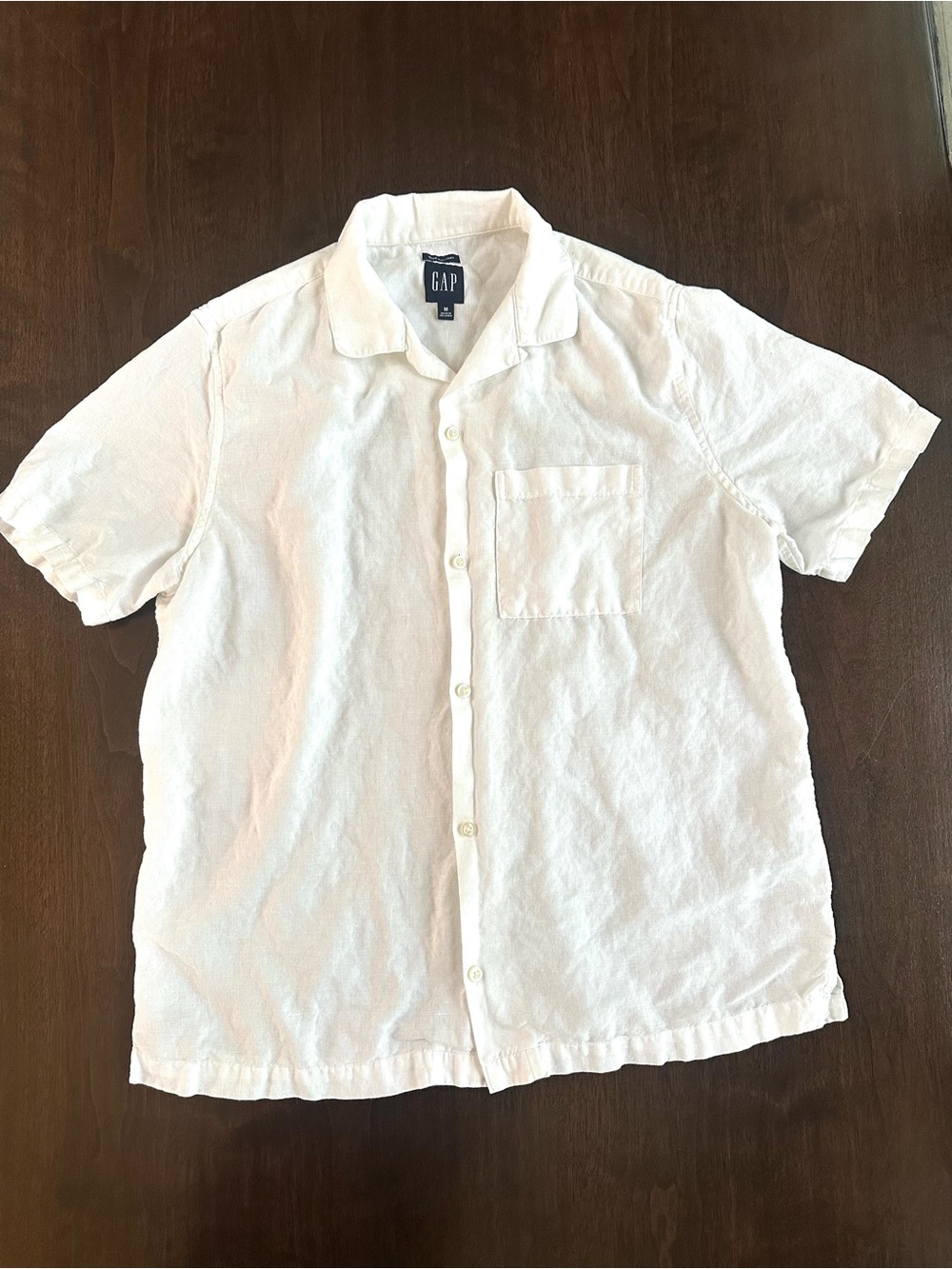 GAP Men's Linen Short Sleeve White Button Up Shirt M Like New!